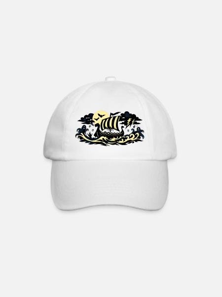 Mondschein Viking Schiff - Baseballkappe - Weiß/Weiß