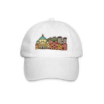 Handgezeichnete Skyline von Neapel - Baseballkappe - Weiß/Weiß - Vorne