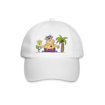lustiges Nilpferd mit Sonnenblume Flusspferd Hippo - Baseballkappe - Weiß/Weiß - Vorne