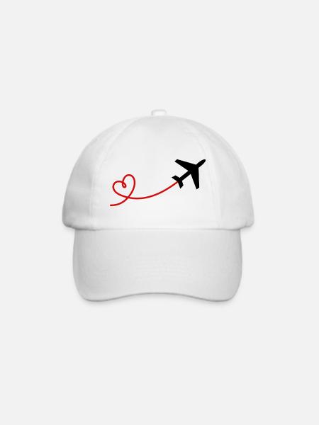 Flugzeug Flieger mit Herz in schwarz rot - Baseballkappe - Weiß/Weiß