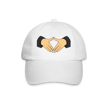 Raute Handzeichen – Merkel Hände Symbolgestik - Baseballkappe - Weiß/Weiß - Vorne