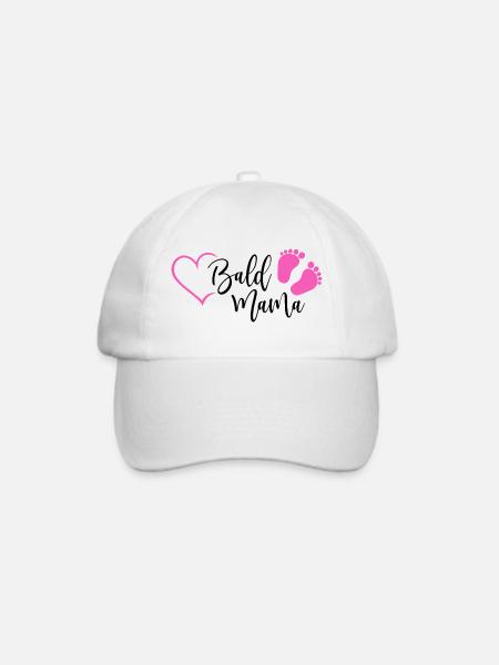 Bald Mama Baby Schwangerschaft Geburt Herz Mädchen - Baseballkappe - Weiß/Weiß