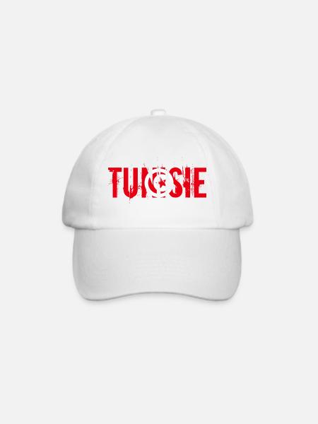 logo_flag_grunge_tunisie - Baseballkappe - Weiß/Weiß