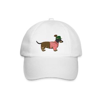 Der bayerische Dackel rot-weißes Hemd - Baseballkappe - Weiß/Weiß - Vorne