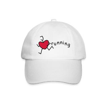Lustiges Strichmännchen -I love running - Baseballkappe - Weiß/Weiß - Vorne
