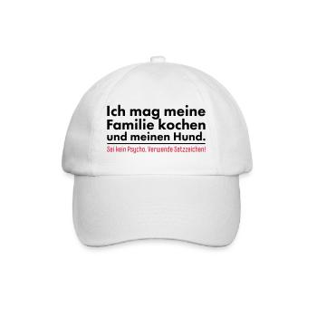 Ich mag meine Familie kochen und meinen Hund - Baseballkappe - Weiß/Weiß - Vorne