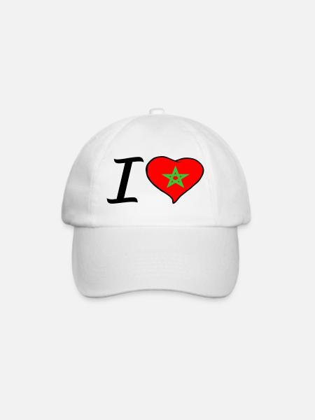 Ich Liebe Marokko Herz - Baseballkappe - Weiß/Weiß