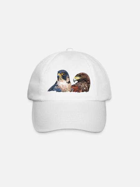 Harrisfalke und Wanderfalke - Baseballkappe - Weiß/Weiß