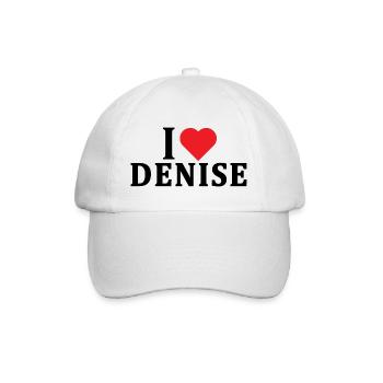 T-Shirt Ich liebe Denise T-Shirt Geschenkidee - Baseballkappe - Weiß/Weiß - Vorne