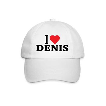 T-Shirt Ich liebe Denis T-Shirt Geschenkidee - Baseballkappe - Weiß/Weiß - Vorne
