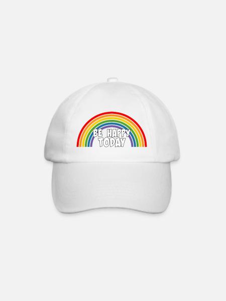 Regenbogen be happy today white - Baseballkappe - Weiß/Weiß