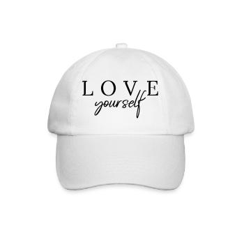 Love yourself Typo T-Shirt by Clarissa Schwarz - Baseballkappe - Weiß/Weiß - Vorne