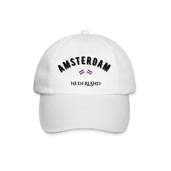 Amsterdam Nederland - Baseballkappe - Weiß/Weiß - Vorne