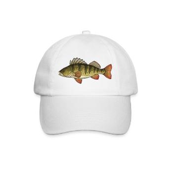 Barsch-Raubtierfisch-Angel-Design - Baseballkappe - Weiß/Weiß - Vorne