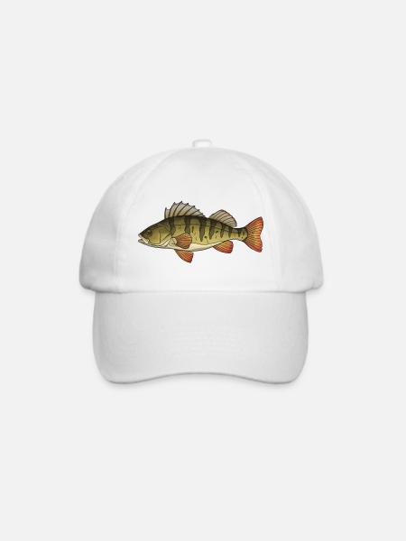 Barsch-Raubtierfisch-Angel-Design - Baseballkappe - Weiß/Weiß