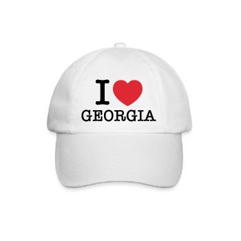 Ich liebe Georgien | Georgien | I Herz Georgien - Baseballkappe - Weiß/Weiß - Vorne