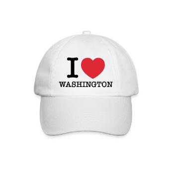 Ich liebe Washington | I Heart Washington - Baseballkappe - Weiß/Weiß - Vorne
