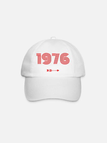 Jahrgang 1976 - Baseballkappe - Weiß/Weiß