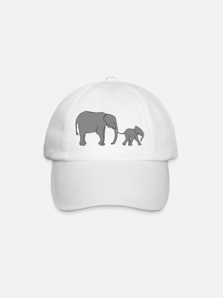 Elefanten Mutter und Kind Baby Elefant - Baseballkappe - Weiß/Weiß