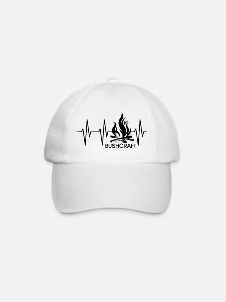 Bushcraft Feuer Herzschlag Outdoor Symbol Lager - Baseballkappe - Weiß/Weiß