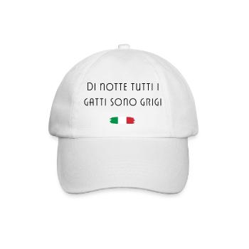 Nachts sind alle Katzen grau Italien Cooler Spruch - Baseballkappe - Weiß/Weiß - Vorne