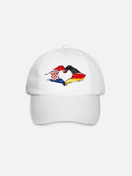 Kroatien Deutschland Herzform mit Hände used - Baseballkappe - Weiß/Weiß