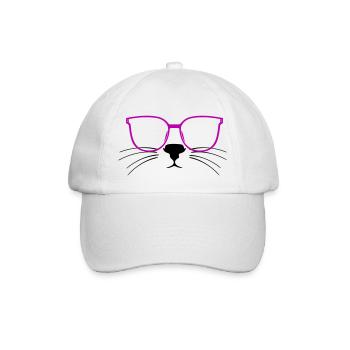 Katze Brille Katzenfrau Katzenliebhaber Kitty - Baseballkappe - Weiß/Weiß - Vorne