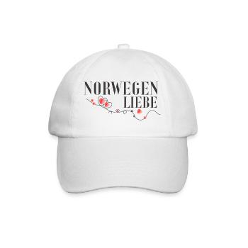 Norwegen Liebe Herzdesign - Baseballkappe - Weiß/Weiß - Vorne