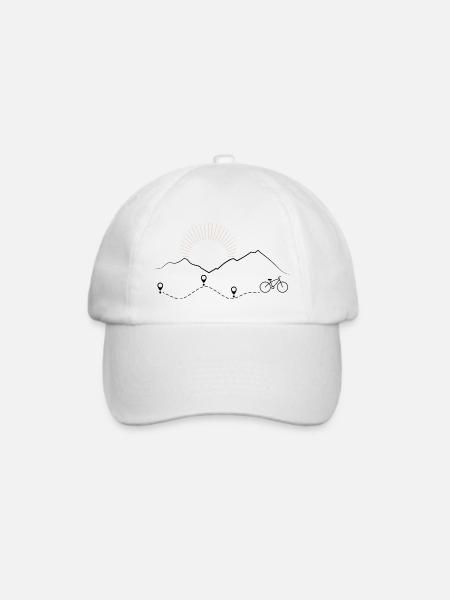 Fahrrad und Berge Minimalistisch - Baseballkappe - Weiß/Weiß