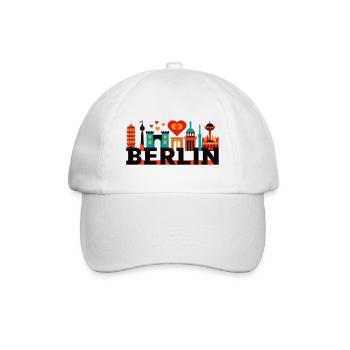 Berliner Skyline mit Liebessymbolen - Baseballkappe - Weiß/Weiß - Vorne