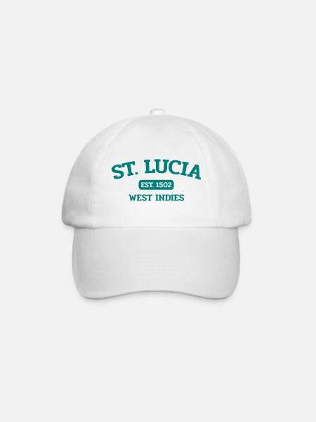 Saint Lucia - Castries - Karibik- West Indies - Baseballkappe - Weiß/Weiß
