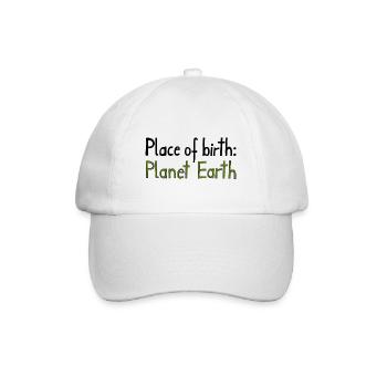 Place of birth: Planet Earth - Baseballkappe - Weiß/Weiß - Vorne