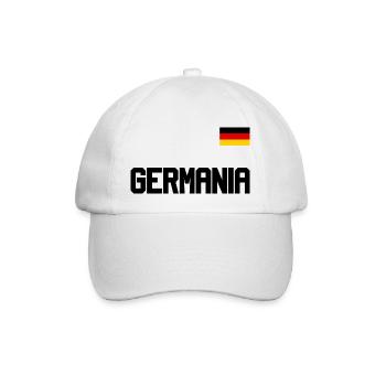 Deutschland Trikot Look GERMANIA mit Flagge Fahne - Baseballkappe - Weiß/Weiß - Vorne
