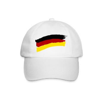 DeutschlandFlagge als Pinselstriche - Baseballkappe - Weiß/Weiß - Vorne