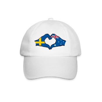 Schweden Australien Flagge Herzform - Baseballkappe - Weiß/Weiß - Vorne