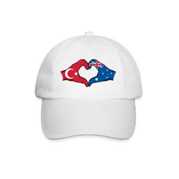 Türkei Australien Flagge Herzform - Baseballkappe - Weiß/Weiß - Vorne