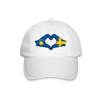 Kosovo Schweden Flagge Hände Herzform - Baseballkappe - Weiß/Weiß - Vorne
