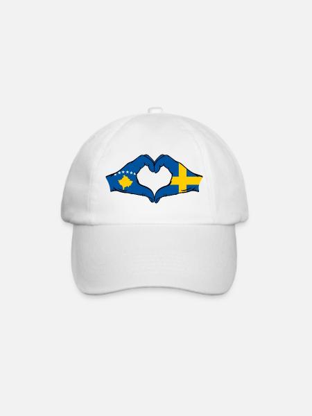 Kosovo Schweden Flagge Hände Herzform - Baseballkappe - Weiß/Weiß