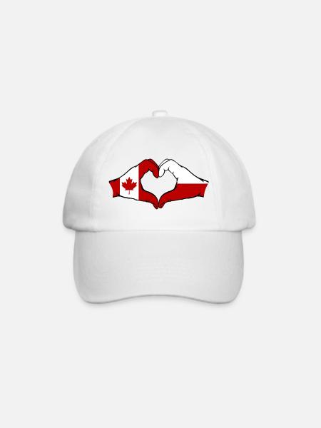 Kanada Polen Flagge Herzform - Baseballkappe - Weiß/Weiß