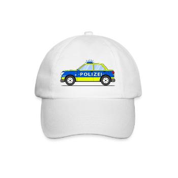 Polizeiauto in Blau und Gelb - Baseballkappe - Weiß/Weiß - Vorne