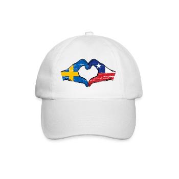 Schweden Chile Flagge Hände Herzform used - Baseballkappe - Weiß/Weiß - Vorne