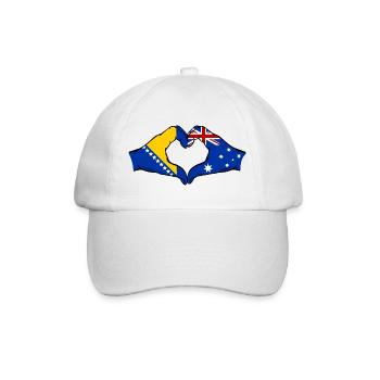 Bosnien Australien Flagge Hände Herzform - Baseballkappe - Weiß/Weiß - Vorne