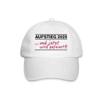 Aufstieg 2025 und jetzt wird gefeiert - Baseballkappe - Weiß/Weiß - Vorne