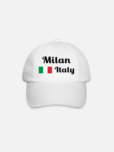 Mailand, Italien - Stilvolle Drucke - Baseballkappe - Weiß/Weiß