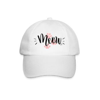 "Meow"-Katzenpfoten-Design - Baseballkappe - Weiß/Weiß - Vorne