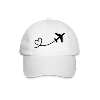 Flugzeug mit Herz - Baseballkappe - Weiß/Weiß - Vorne