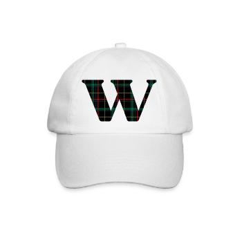 Monogramm mit schottischem Tartan - Baseballkappe - Weiß/Weiß - Vorne