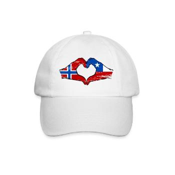 Norwegen Chile Flagge Hände Herzform used - Baseballkappe - Weiß/Weiß - Vorne