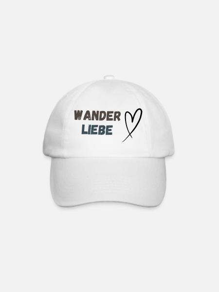 Schriftzug Wanderliebe und Herz, schlicht - Baseballkappe - Weiß/Weiß