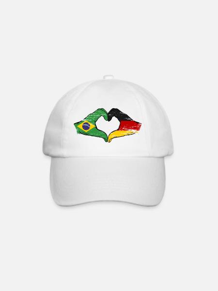 Brasilien Deutschland Flagge Hände Herzform used - Baseballkappe - Weiß/Weiß